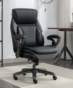 Serta® SmartLayers™ Everett Big & Tall Ergonomic Vegan Leather High-Back Executive Office Chair, Black/Dark Gray, BIFMA Compliant