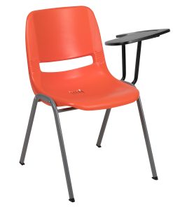 Flash Furniture Ergonomic Shell Chair With Left-Handed Flip-Up Tablet Arm, Orange 2