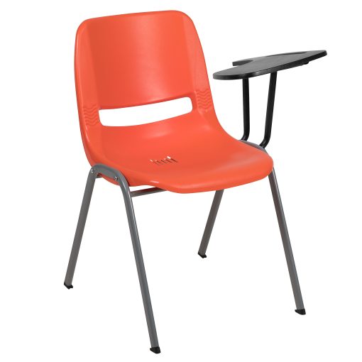 Flash Furniture Ergonomic Shell Chair With Left-Handed Flip-Up Tablet Arm, Orange - Image 2