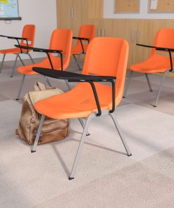 Flash Furniture Ergonomic Shell Chair With Left-Handed Flip-Up Tablet Arm, Orange