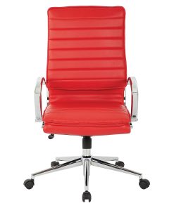 Office Star™ Pro-Line II™ SPX Bonded Leather High-Back Chair, Red/Chrome 2