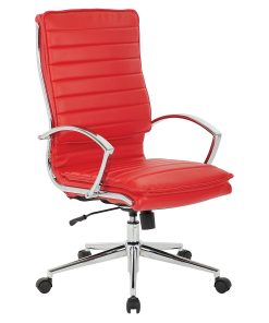 Office Star™ Pro-Line II™ SPX Bonded Leather High-Back Chair, Red/Chrome