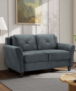 Lifestyle Solutions Hanson Microfiber Loveseat, Dark Gray 2