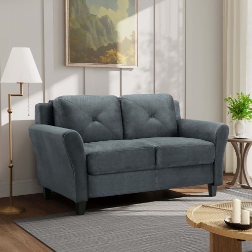 Lifestyle Solutions Hanson Microfiber Loveseat, Dark Gray - Image 2