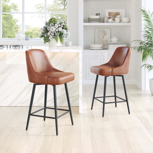 Zuo Keppel Counter-Height Stools, Brown, Set Of 2 Stools - Image 2