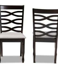 Baxton Studio Lanier Dining Chairs, Gray/Dark Brown, Set Of 2 Dining Chairs 2