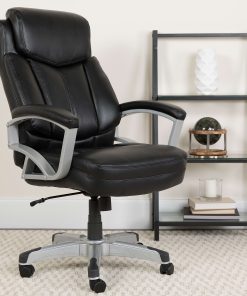 Flash Furniture Hercules Big & Tall Ergonomic LeatherSoft™ Faux Leather High-Back Swivel Office Chair, Black