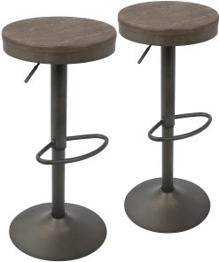 LumiSource Dakota Bar Stools, Antique/Brown, Set Of 2 Stools