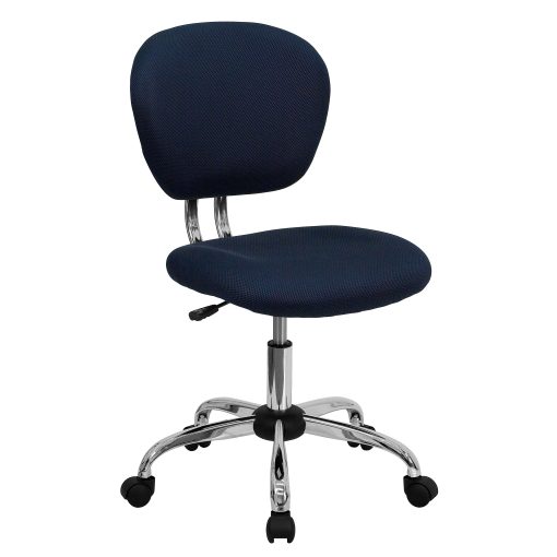 Flash Furniture Mesh Mid-Back Swivel Task Chair, Navy/Silver - Image 2