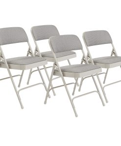 National Public Seating 2200 2-Hinge Folding Chairs, Gray, Set Of 4 Chairs