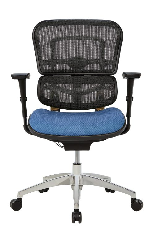 WorkPro® 12000 Series Ergonomic Mesh/Premium Fabric Mid-Back Chair, Black/Sky, BIFMA Compliant - Image 2