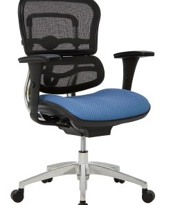 WorkPro® 12000 Series Ergonomic Mesh/Premium Fabric Mid-Back Chair, Black/Sky, BIFMA Compliant