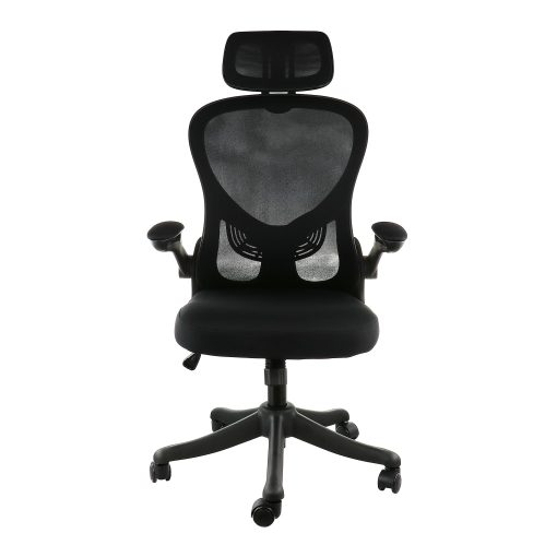 Elama Mesh/Fabric High-Back Adjustable Office Task Chair, Black/Gray - Image 2