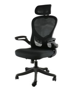 Elama Mesh/Fabric High-Back Adjustable Office Task Chair, Black/Gray