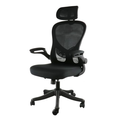 Elama Mesh/Fabric High-Back Adjustable Office Task Chair, Black/Gray