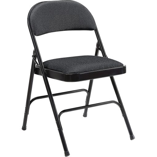 Lorell® Padded Seat Steel Folding Chair, Black, Set Of 4 - Image 2