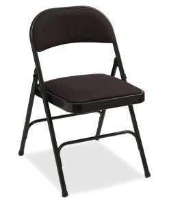 Lorell® Padded Seat Steel Folding Chair, Black, Set Of 4