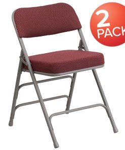 Flash Furniture HERCULES Series Premium Curved Triple Braced & Hinged Fabric Upholstered Metal Folding Chairs, Burgundy, Set Of 2 Chairs 2