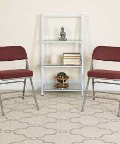 Flash Furniture HERCULES Series Premium Curved Triple Braced & Hinged Fabric Upholstered Metal Folding Chairs, Burgundy, Set Of 2 Chairs