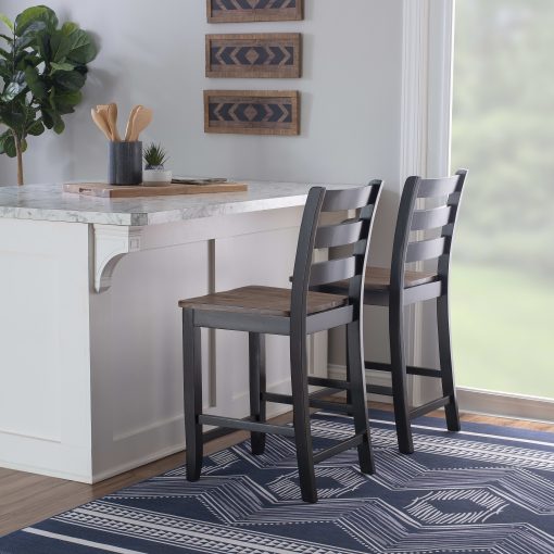 Powell Soren Counter Stools, Black/Brown, Set Of 2 Stools - Image 2