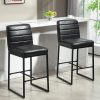 Glamour Home Belisario Faux Leather Bar Stools With Backs, Black, Set Of 2 Stools