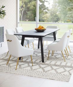 Zuo Maxine Dining Accent Chair, White/Gold 2