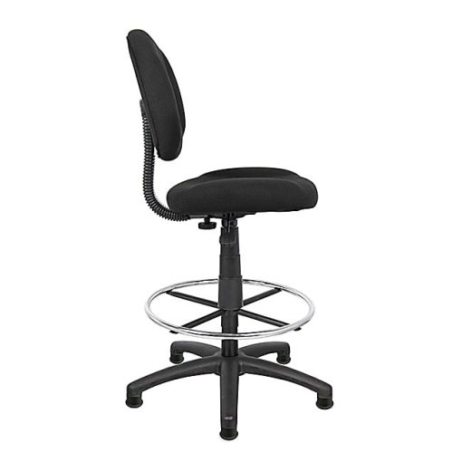 Boss Office Products Fabric Ergonomic Drafting Stool With Back, Black - Image 2