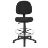 Boss Office Products Fabric Ergonomic Drafting Stool With Back, Black