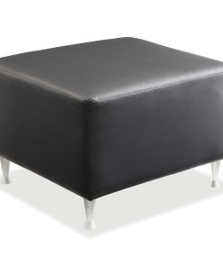 Lorell® Fuze Modular Bonded Leather Ottoman Bench, Black