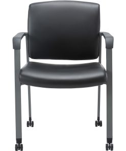 Lorell Healthcare Upholstery Guest Chair with Casters – Vinyl Seat Material – Vinyl Back Material – Steel Frame Material – 30951 2