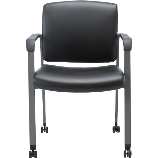 Lorell Healthcare Upholstery Guest Chair with Casters - Vinyl Seat Material - Vinyl Back Material - Steel Frame Material - 30951 - Image 2