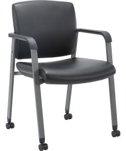 Lorell Healthcare Upholstery Guest Chair with Casters - Vinyl Seat Material - Vinyl Back Material - Steel Frame Material - 30951