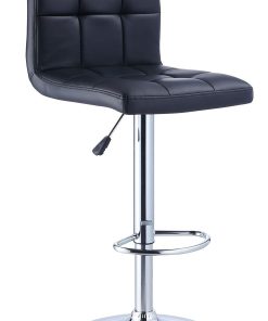 Powell Quilted Faux Leather Bar Stool, Black/Chrome 2