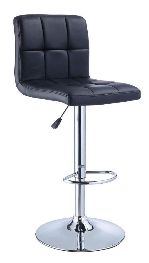 Powell Quilted Faux Leather Bar Stool, Black/Chrome - Image 2