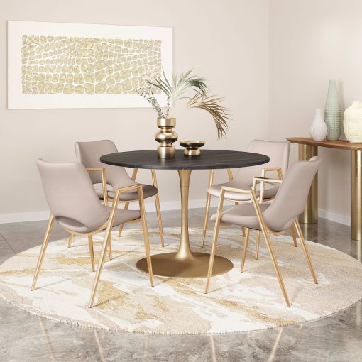 ZUO Desi Dining Chairs, Beige/Gold, Set Of 2 Chairs - Image 2
