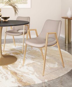ZUO Desi Dining Chairs, Beige/Gold, Set Of 2 Chairs