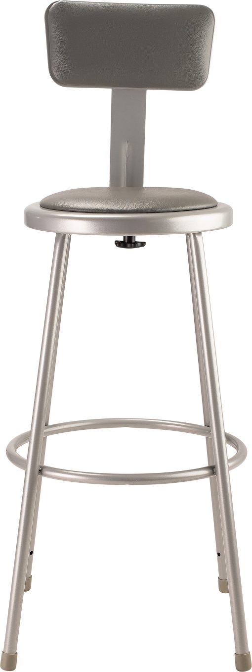 National Public Seating Vinyl-Padded Stool With Back, 30"H, Gray - Image 2