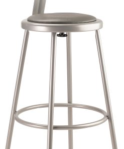 National Public Seating Vinyl-Padded Stool With Back, 30"H, Gray