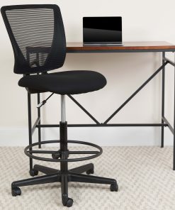 Flash Furniture Ergonomic Mesh Mid-Back Drafting Chair, Black
