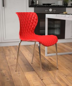 Flash Furniture Lowell Contemporary Design Plastic Stack Chair, Red 2