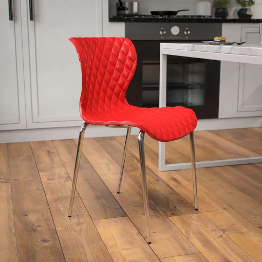 Flash Furniture Lowell Contemporary Design Plastic Stack Chair, Red - Image 2
