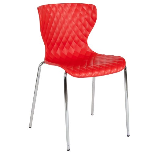 Flash Furniture Lowell Contemporary Design Plastic Stack Chair, Red