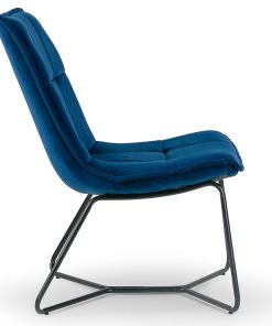 Glamour Home Aurele Velvet Fabric Accent Chair With Metal Legs, Blue 2