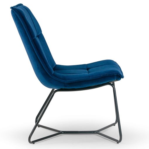 Glamour Home Aurele Velvet Fabric Accent Chair With Metal Legs, Blue - Image 2