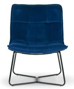 Glamour Home Aurele Velvet Fabric Accent Chair With Metal Legs, Blue
