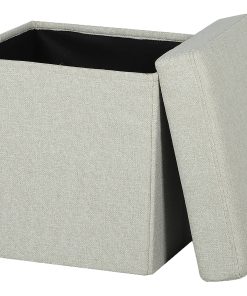Realspace® Folding Cube Storage Footrest Ottoman Seat, 16″H x 16″W x 16″D, Cream 2