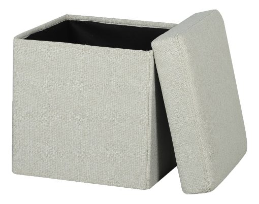 Realspace® Folding Cube Storage Footrest Ottoman Seat, 16"H x 16"W x 16"D, Cream - Image 2