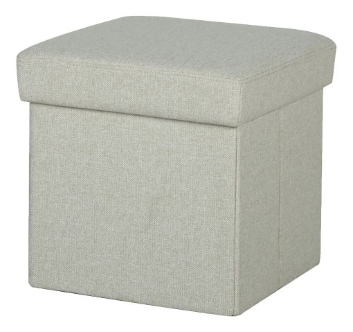 Realspace® Folding Cube Storage Footrest Ottoman Seat, 16"H x 16"W x 16"D, Cream