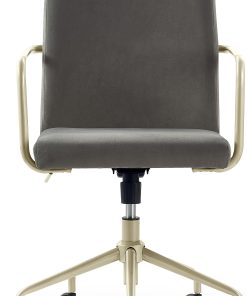 Elle Décor Giselle Modern Ergonomic Fabric Mid-Back Home Office Desk Chair, Light Gray/Gold
