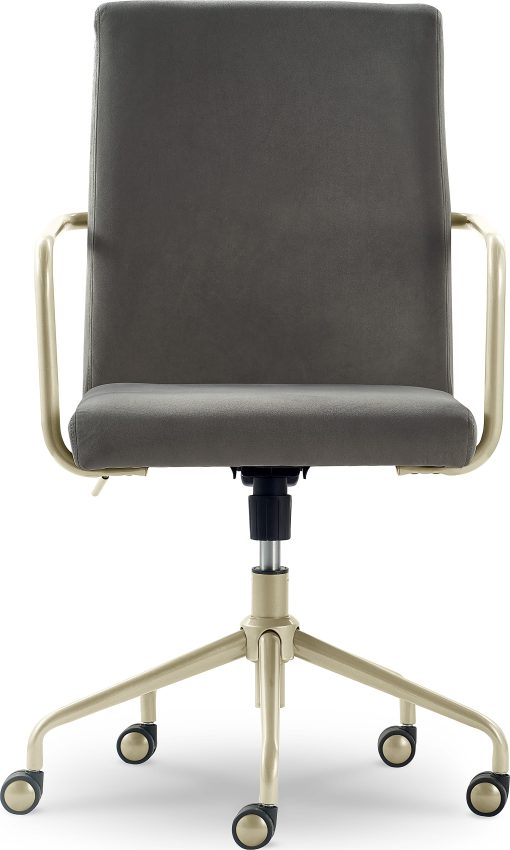 Elle Décor Giselle Modern Ergonomic Fabric Mid-Back Home Office Desk Chair, Light Gray/Gold